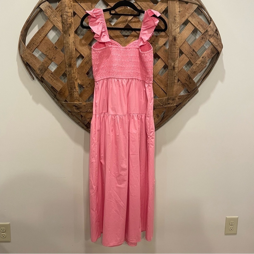 Abercrombie & Fitch Smocked Ruffle Strap Sweetheart Neckline Midi Dress Large T - Picture 6 of 13